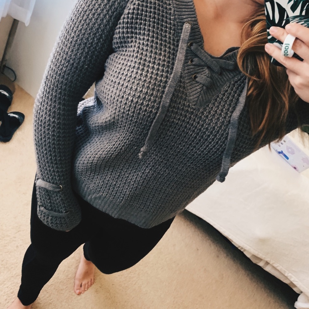 Grey knitted sweater